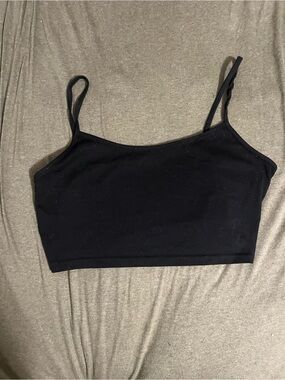 ROMWE Black Spaghetti Strap Crop Tank Top